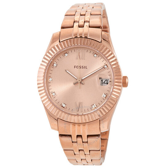 Fossil rose gold on sale dial analog women's watch