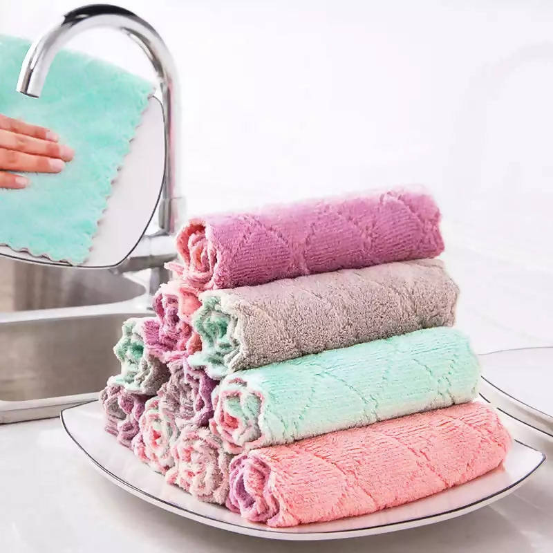 10/20pcs Dishwashing Cloth Kitchen Cleaning Wipes Household Multipurpose  Absorbent Nonstick Oil Fiber Cleaning Cloth