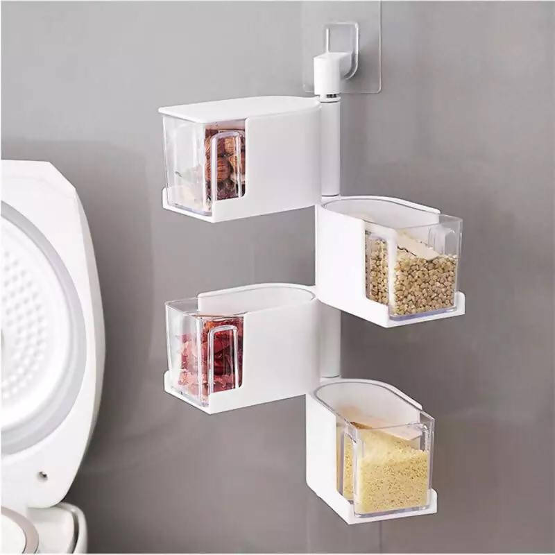 1 Piece Spice Box Organizer; Wall Mounted Seasoning Box; Adhesive Seasoning  Storage Box; Kitchen Storage Box