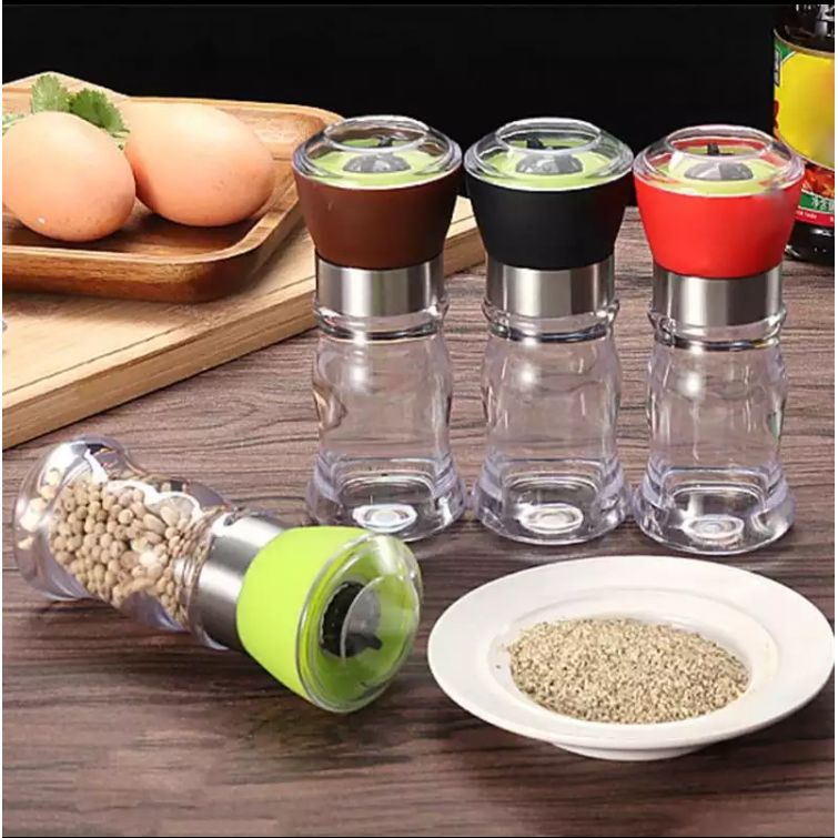 1pc Black Manual Pepper Grinder Salt Shaker Mill Kitchen Glass