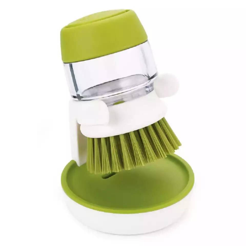 Pot Brush With Soap Dispenser, Mini Dish Brush With Holder