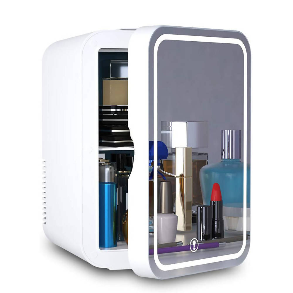 Cooseon Mini Fridge For Beauty Accessories With Led Light Mirror 8L Wh