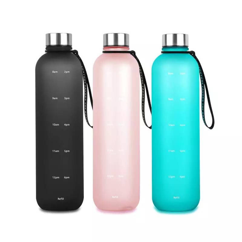 Water Bottle Motivational Time Marker to Drink and Straw Leakproof BPA Free  Drin