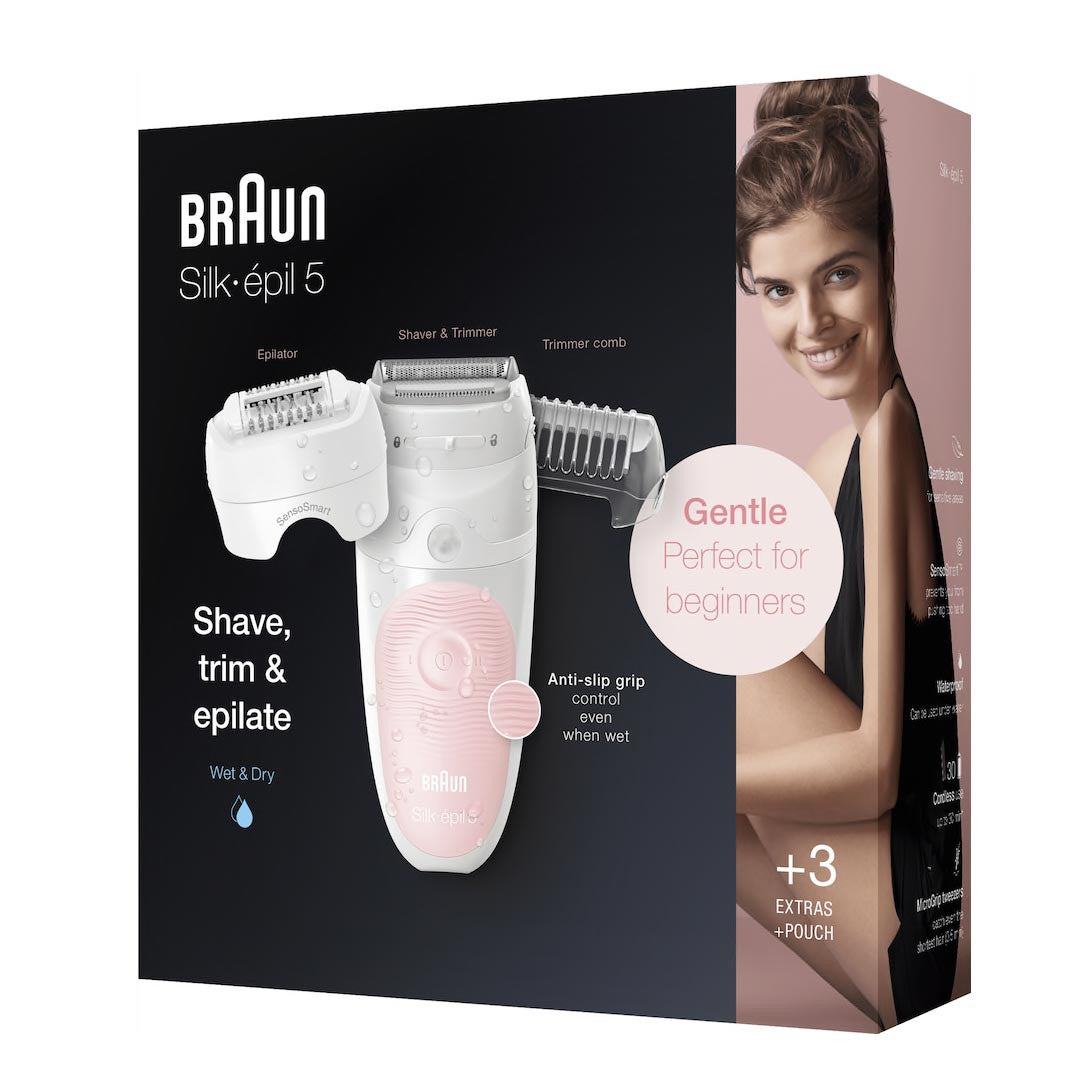 Braun Epilator for Women, Removal, Hair Sha 5 for Dry, Silk-épil Wet 