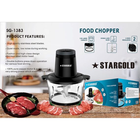 STARGOLD Powerful Food Chopper with 2L Glass Bowl