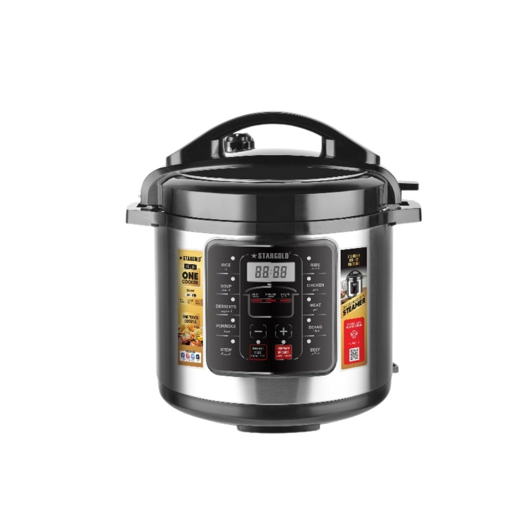 StarGold Stainless Steel Pressure Cooker 1600W 10L - SG-340 - Durable Stainless Steel, Fast Heating, Large Capacity, Safe and Efficient Cooking