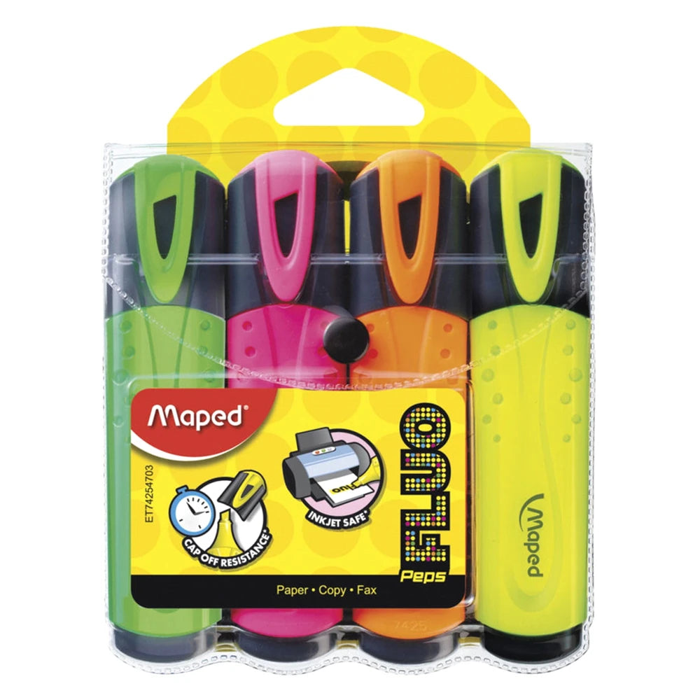 Maped Fluo Peps Classic Highlighter Multicolor 4 Pieces | Halabh