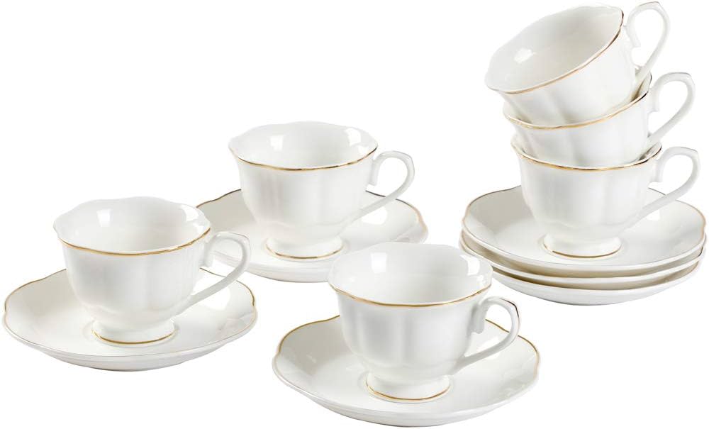 Ceramic Cup&Saucer 12 pcs Set White