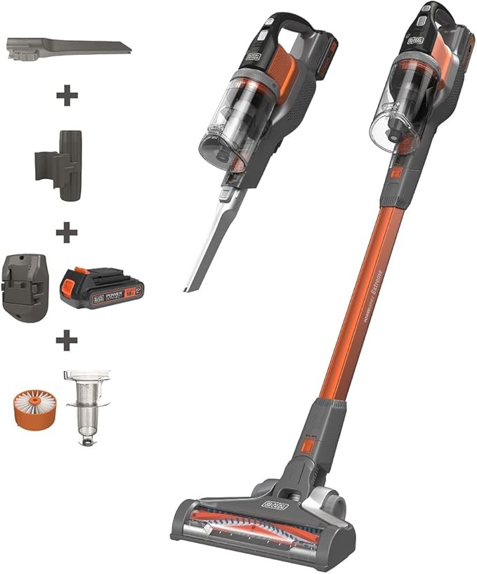 Black+Decker Cordless Stick Vacuum with Floor Extension 18V 2.0Ah PowerSeries 650 mm