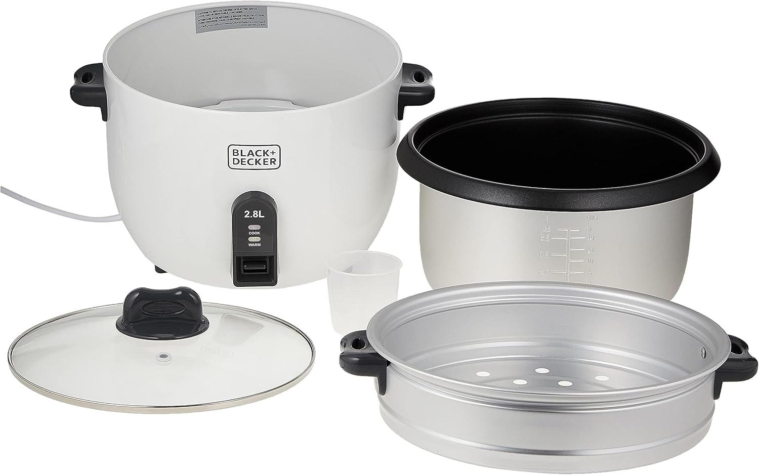 Black & Decker 2.8 Liter Non Stick Rice Cooker White