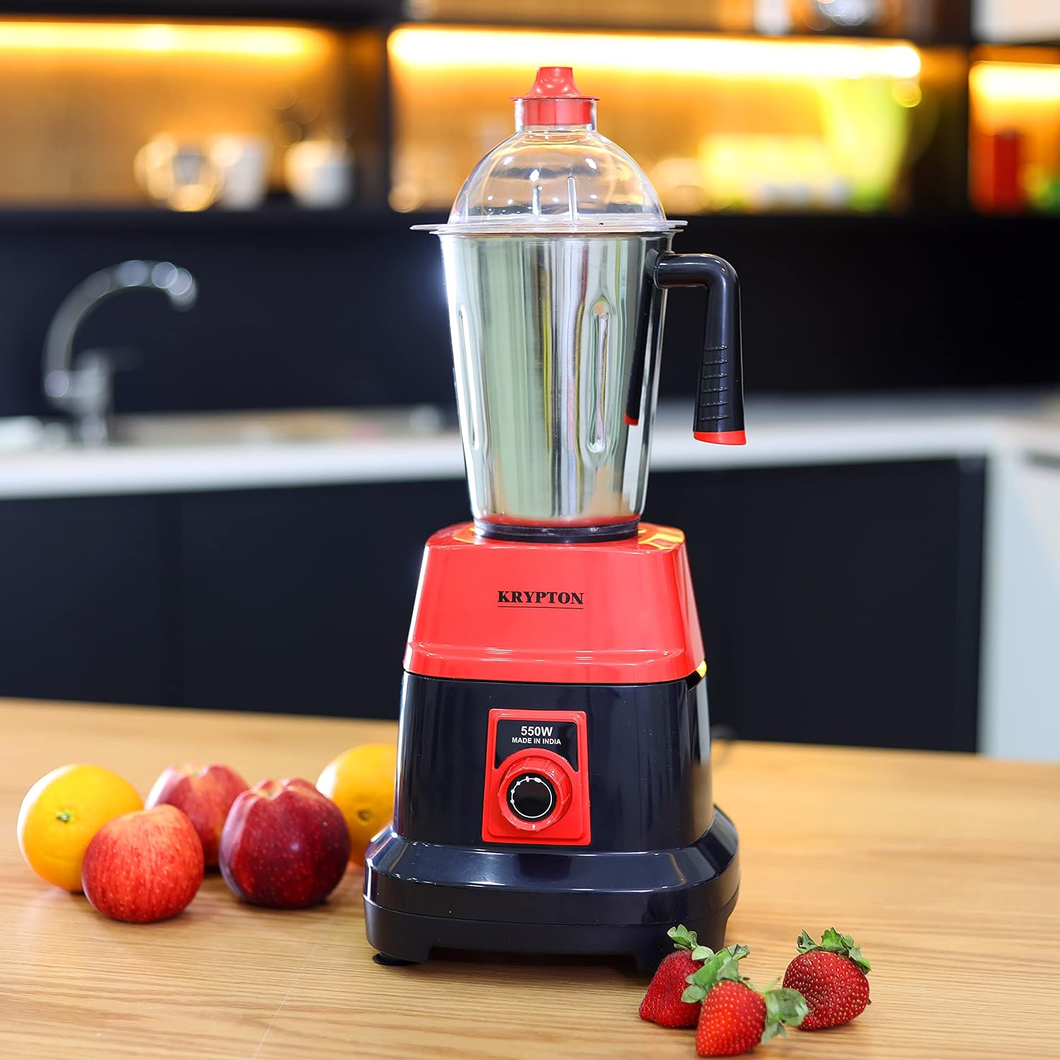 Krypton 550W 3 in 1 Mixer Grinder Red&Black - KNB6192