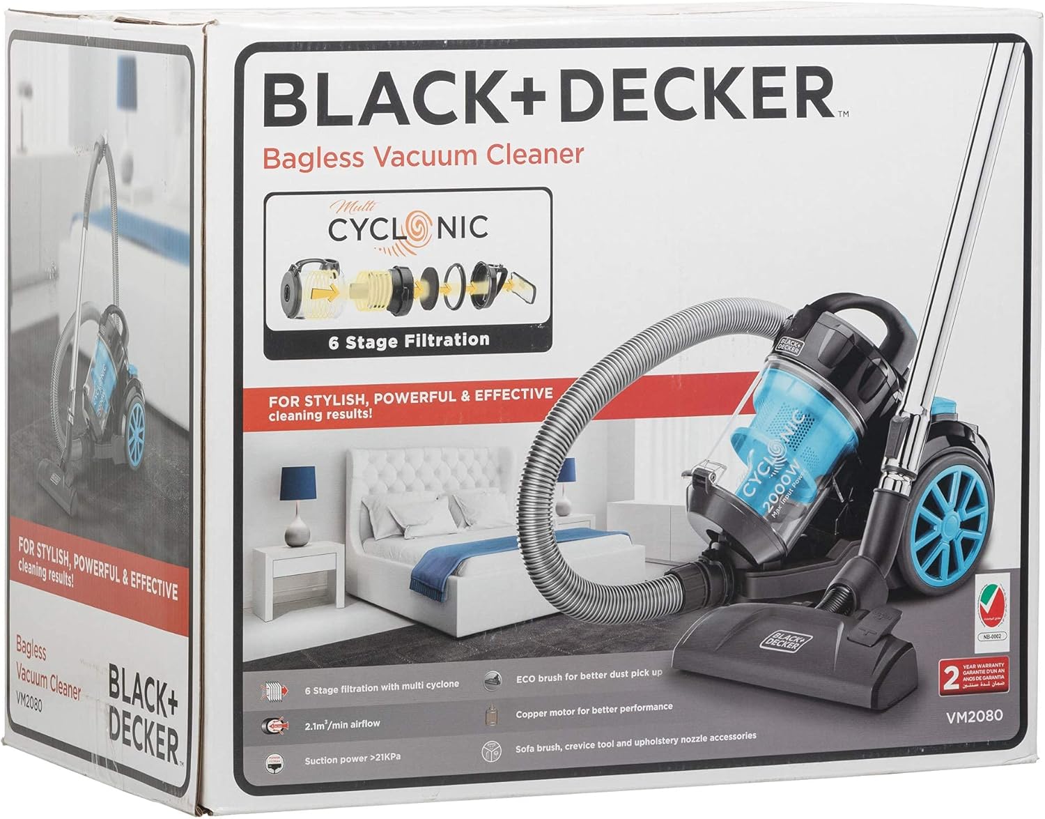 Black & Decker 1800W Bagless Cyclonic Canister Vacuum Cleaner - Vm2080