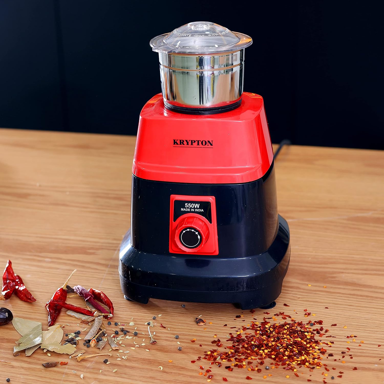 Krypton 550W 3 in 1 Mixer Grinder Red&Black - KNB6192