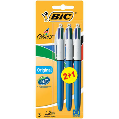 BIC 4 Colors Med Fashion Ball Pen B/2+1 | School Stationary | Halabh.com