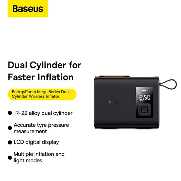 
Baseus Mega EnergyPump Series Dual Cylinder Wireless Inflator | Home Appliances & Electronics | Best Air Pump in Bahrain | Halabh.com