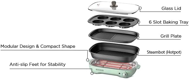 Black & Decker Multifunction Hotpot Grill - 1400W | Kitchen Appliances | Best Grill in Bahrain | Halabh.com