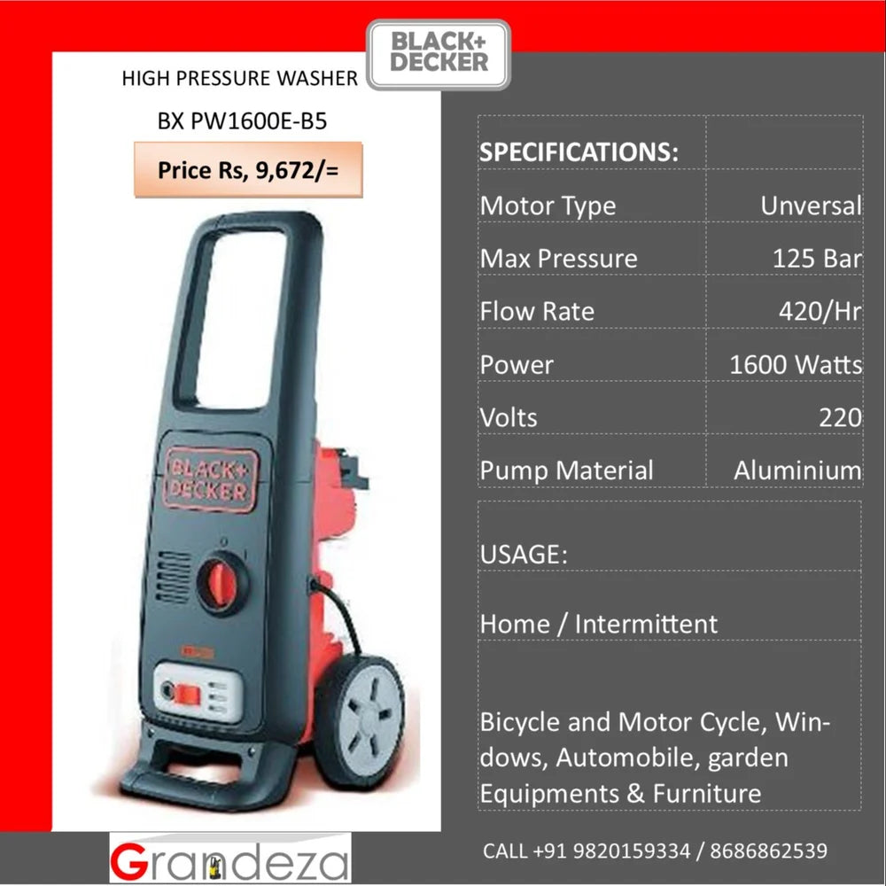 Black & Decker Pressure Washer 1600W | Halabh.com