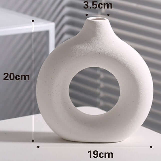 Circular Hollow Ceramic Vase Donuts Flower Pot | Home Dcor | Halabh.com