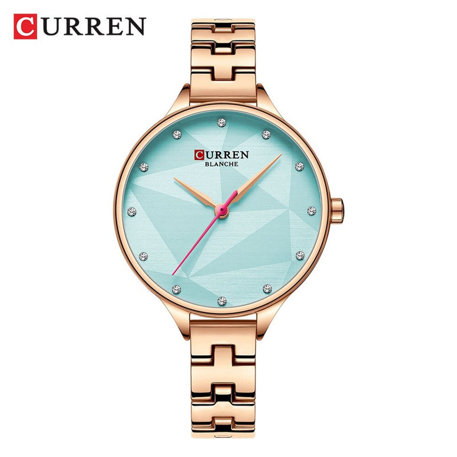 Curren Elegant and charming Dial Womens Wristwatch | CRN9047 | Rose Gold and Turquoise | Best Watches and Accessories in Bahrain | Halabh