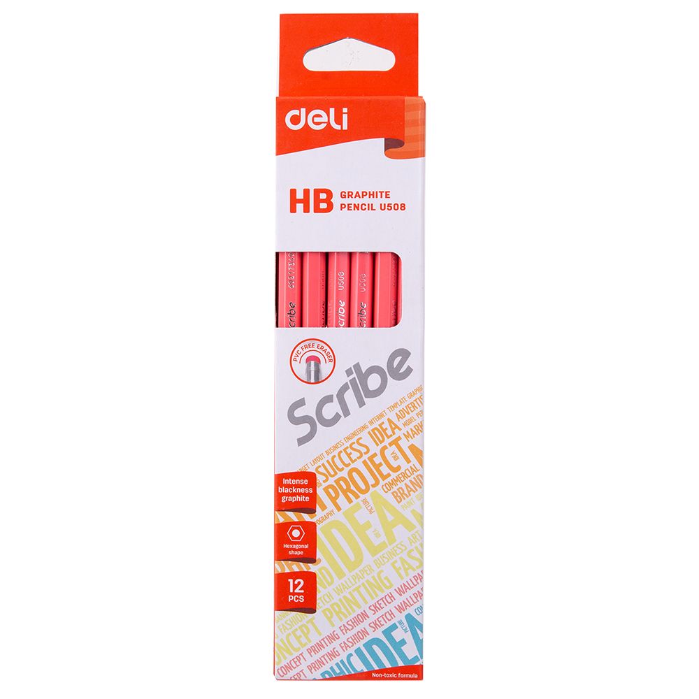 Deli Graphite Pencil HB WEraser 12Pcs | Best Pencil in Bahrain | School Stationary's | Halabh.com