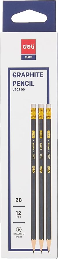 Deli Matte Graphite HB Pencil with Eraser | Best HB Pencil in Bahrain | School Stationary's | Halabh.com