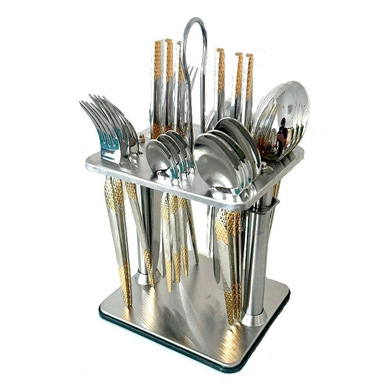 Cutlery Set 24Pcs W Stand Pvc Box