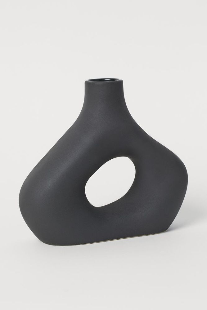 Geometric Hollow Frosted Ceramic Vase Black | Home Decor | Halabh.com