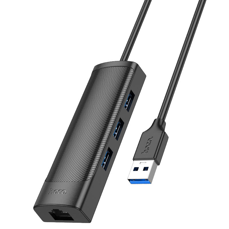 Hoco Hub Easy Safety USB-A3.0 + RJ45 | Best Adapters & Charging Cables in Bahrain | Halabh.com