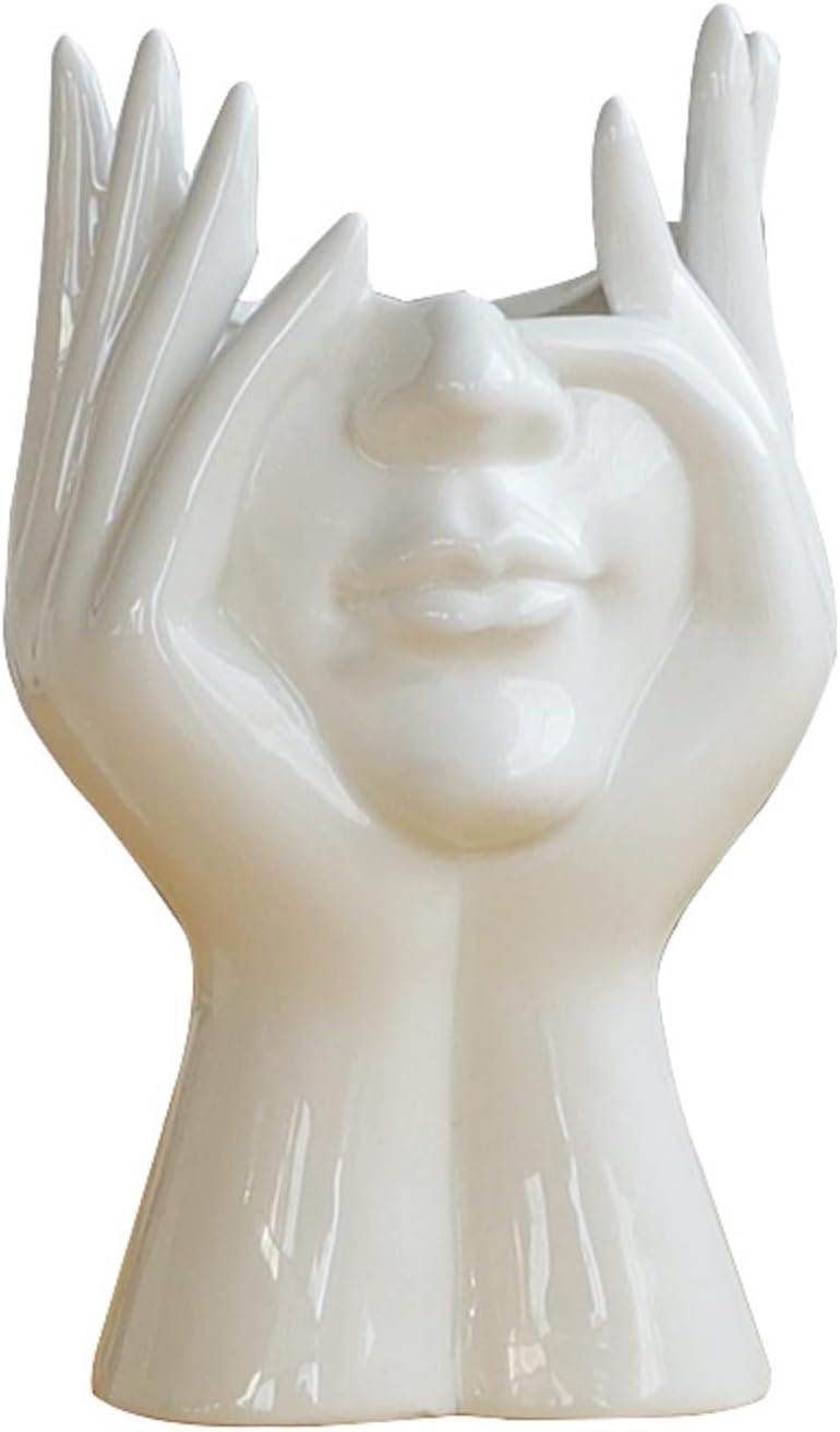 Human Face Art Hand Ceramic Vase | Home Decor | Halabh.com