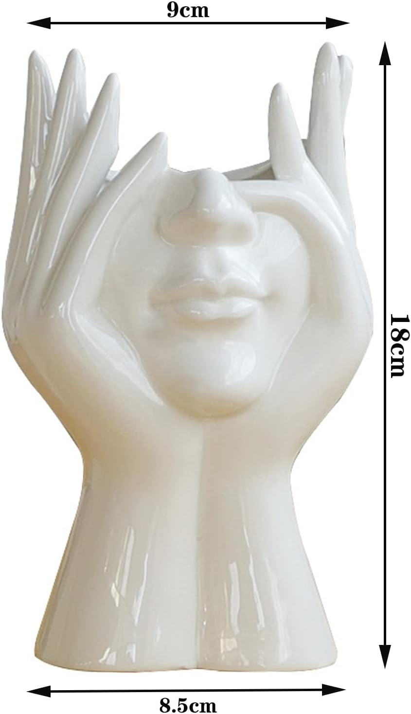 Human Face Art Hand Ceramic Vase | Home Decor | Halabh.com