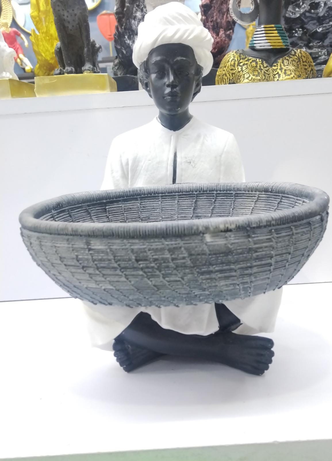 Sculpture Man with Polyester Basket Large Decorative | Home Decor | Halabh.com