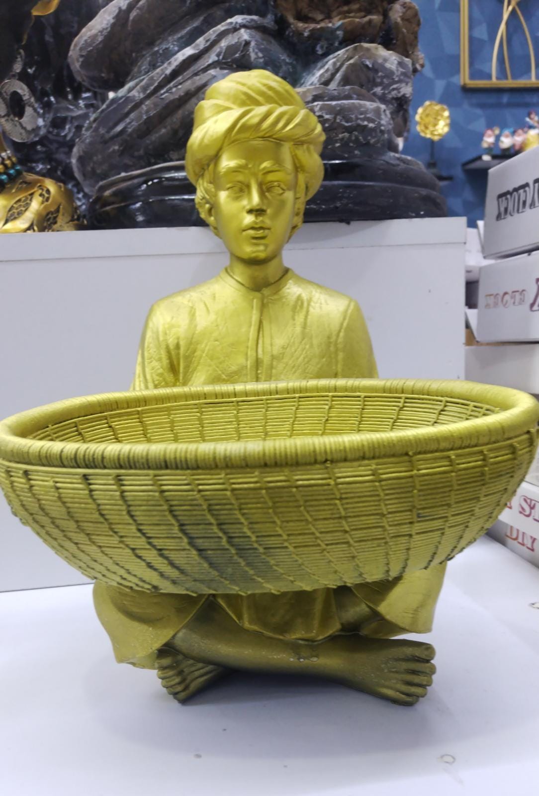 Sculpture Man with Polyester Basket Large Decorative | Home Decor | Halabh.com