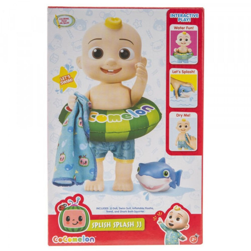 Jazwares Cocomelon Splish Splash JJ Doll With Shark Bath Squirter | CMW0306 | Baby Toys and Gifts | Toys for Kids in Bahrain | Halabh