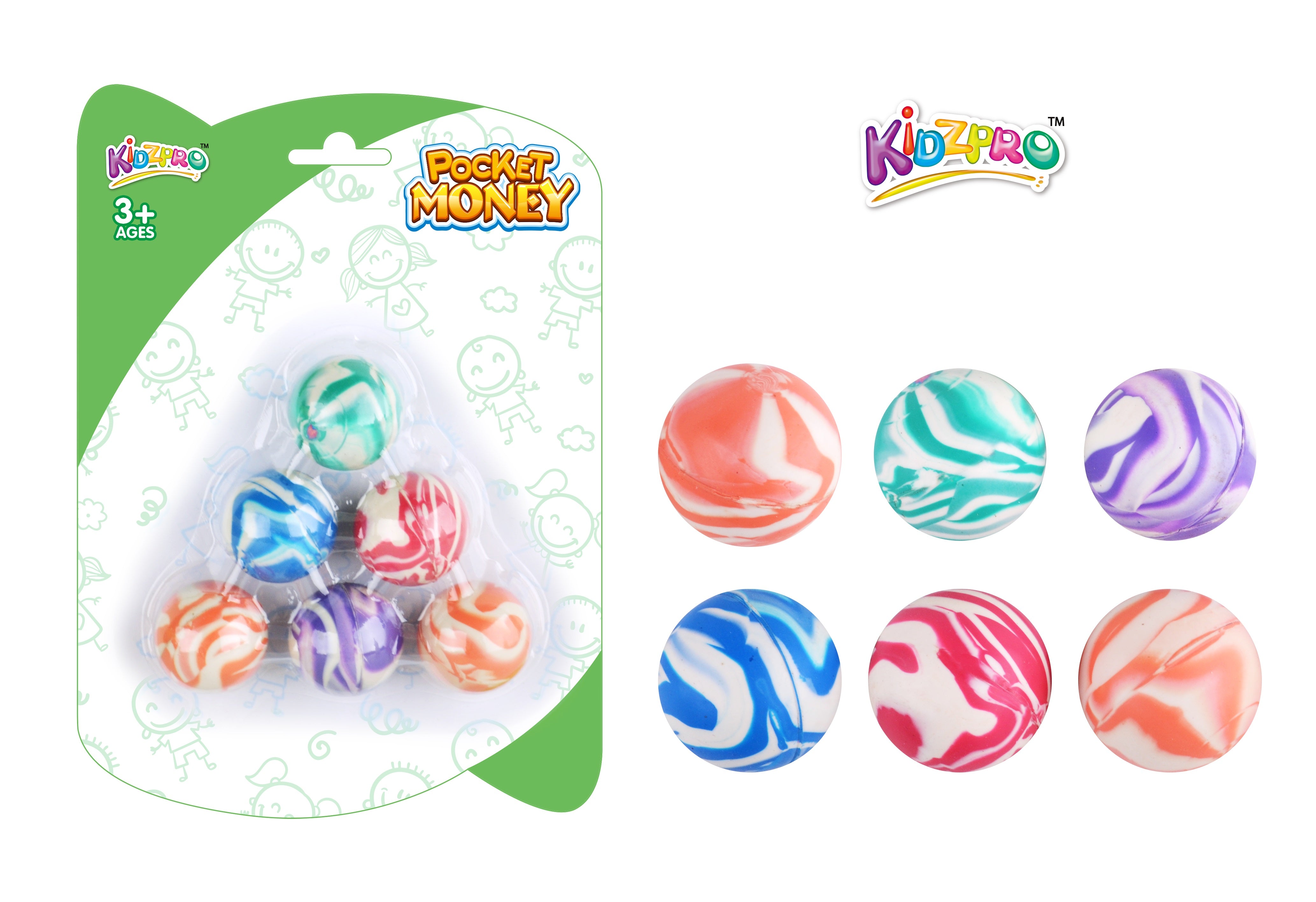 Kidzpro Pocket Money Bouncing Ball Multicolour | Set of 6 | Baby Toys and Gifts | Toys for Kids in Bahrain | Halabh