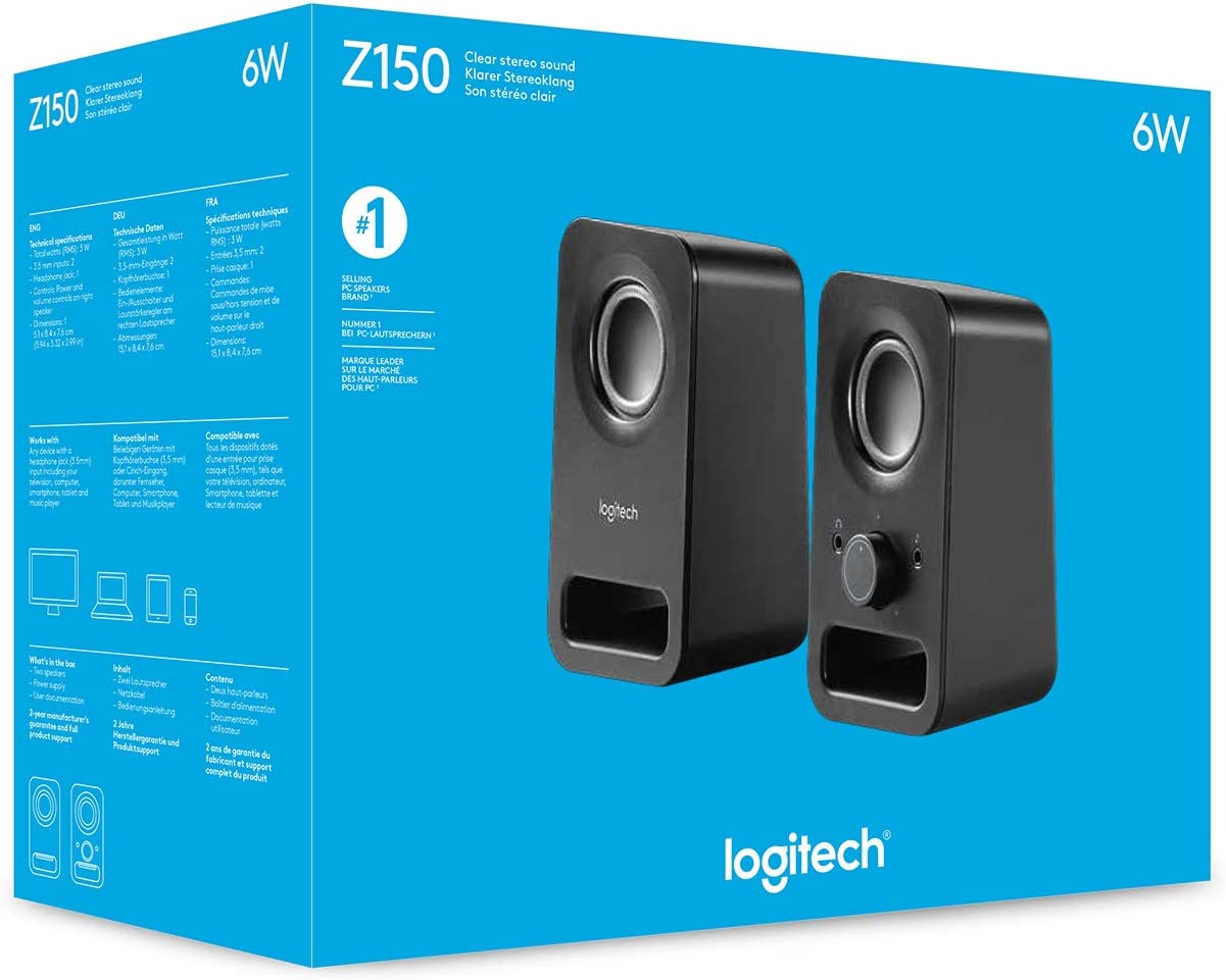 Logitech Z150 Compact Multimedia Stereo Speakers | Color Mid Night Black | Bluetooth Speakers | Best Speakers and Home Theaters in Bahrain | Halabh