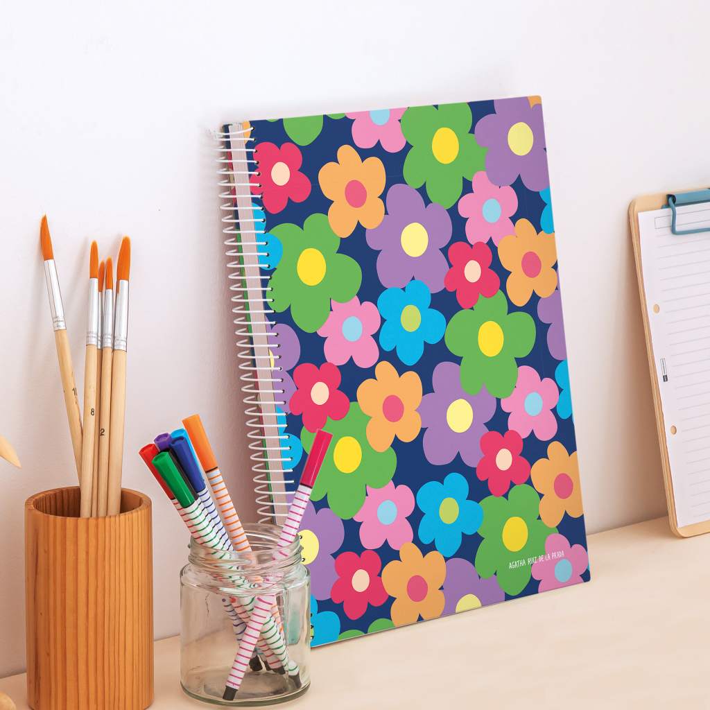 Miquelrius Notebook A4 70g 120L Spiral Line Flower | School Stationary | Halabh.com