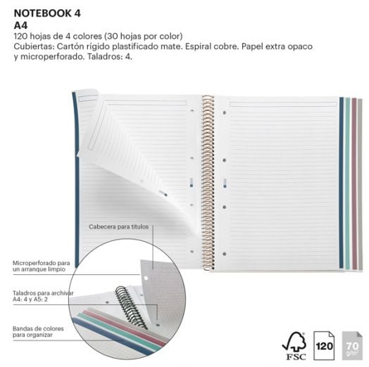 Miquelrius Wild Flowers Notebook A4 with Spiral 120 Sheets | School Stationary | Halabh.com