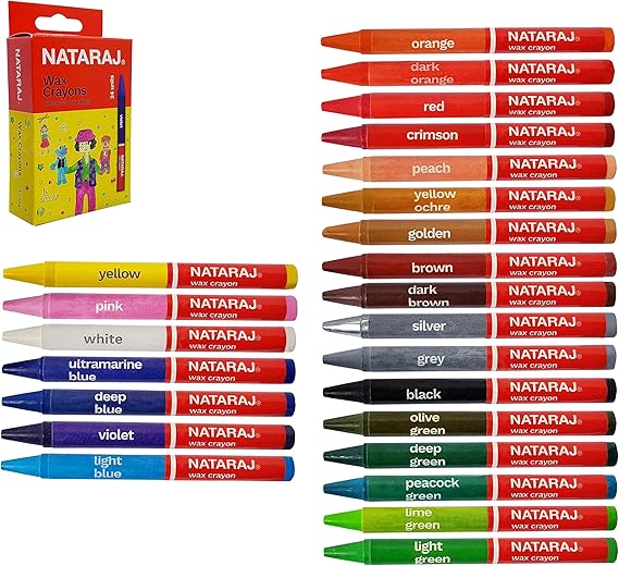 Nataraj Wax Crayons 24 Colors - 90 mm | Best Wax Crayons Colors in Bahrain | Stationary | Halabh.com