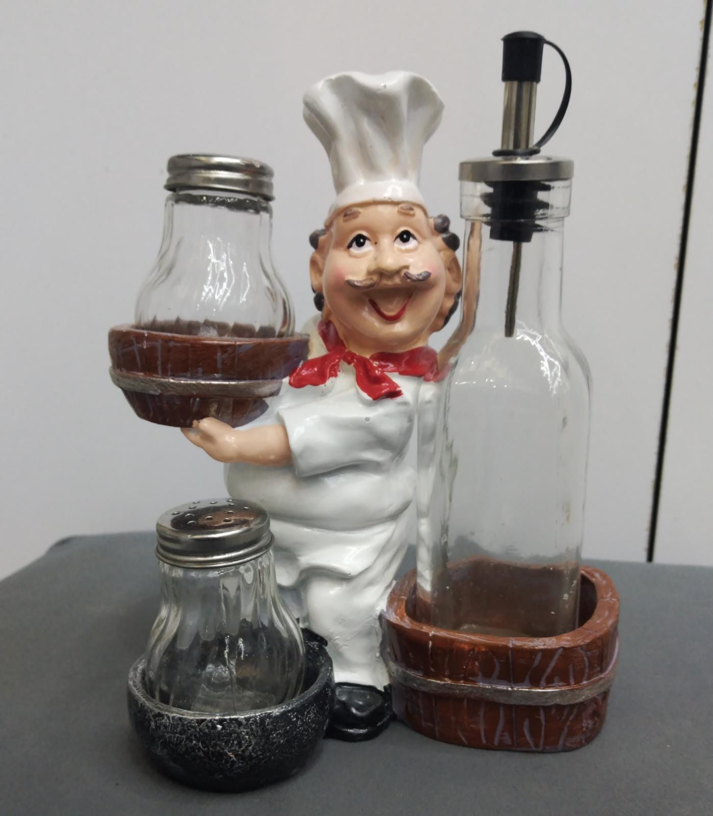 Old Chef Salt and Pepper Shaker Holder