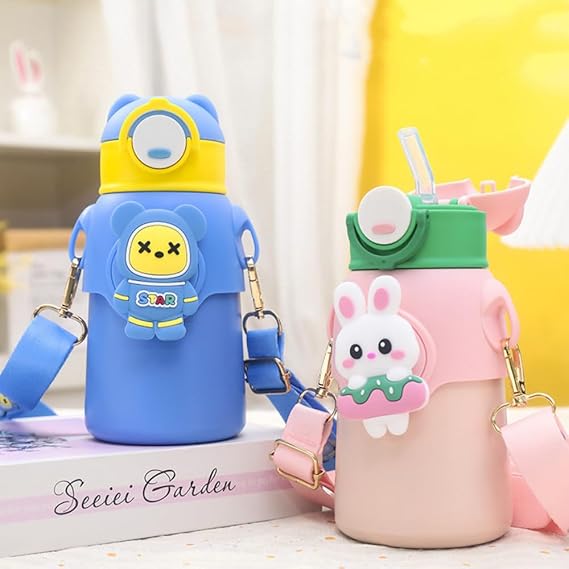 Patre In Steel Kids Straw Sipper Bottle with Strap 500ml | Best Water Bottles in Bahrain | Halabh.com