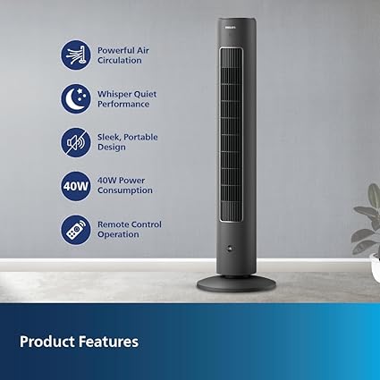 Philips Bladeless Technology Tower Fan Black | Home Appliances & Electronics | Best Tower Fan in Bahrain | Halabh.com