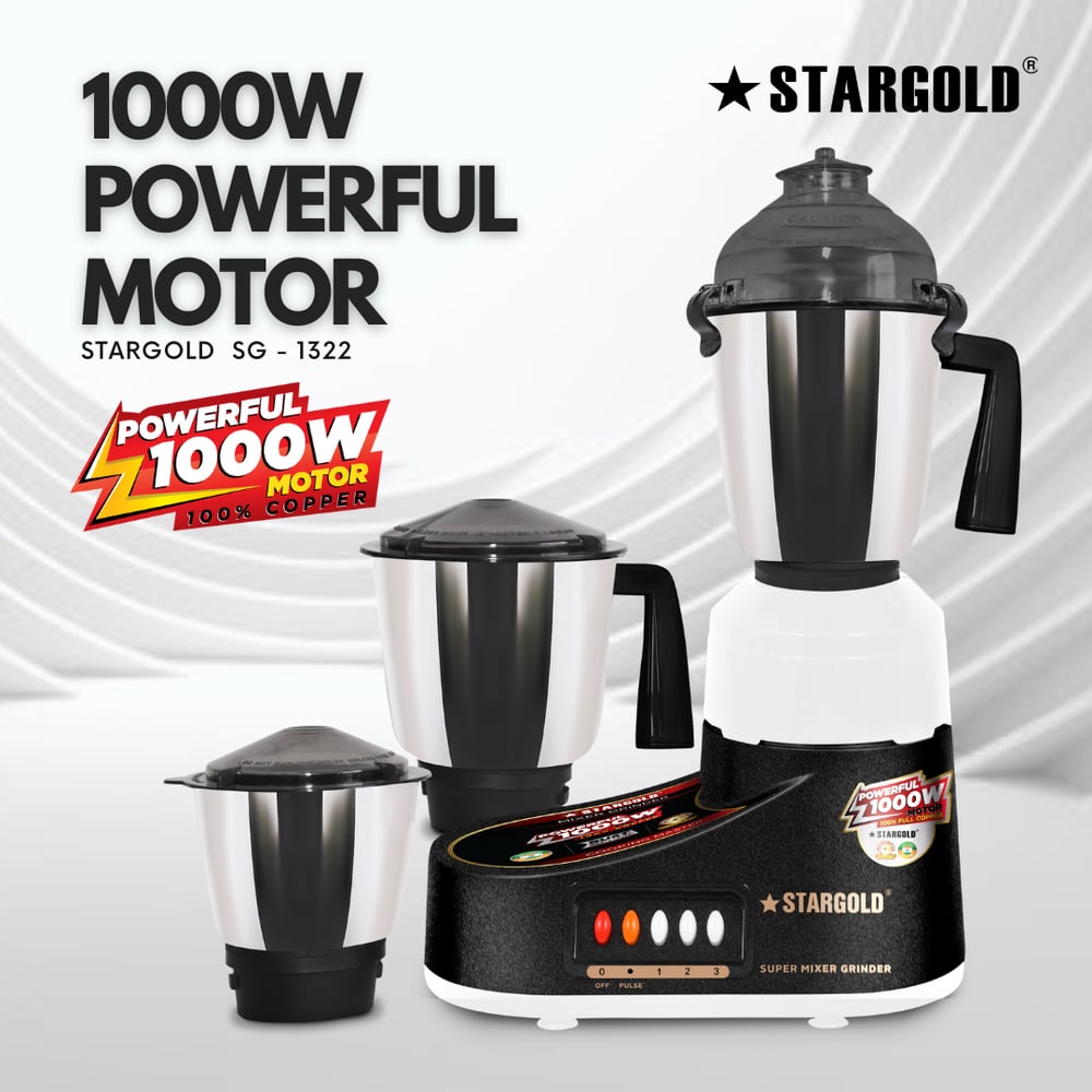 StarGold | Mixer Grinder | Juicer | Kitchen Appliance | Cooking | Home & Living | Stainless Steel | Multi-purpose | Culinary Innovation | Convenience | Versatile | Easy-to-Clean | 1000W | Modern Kitchen | Efficiency | Durable | Multifunctional | Halabh.com