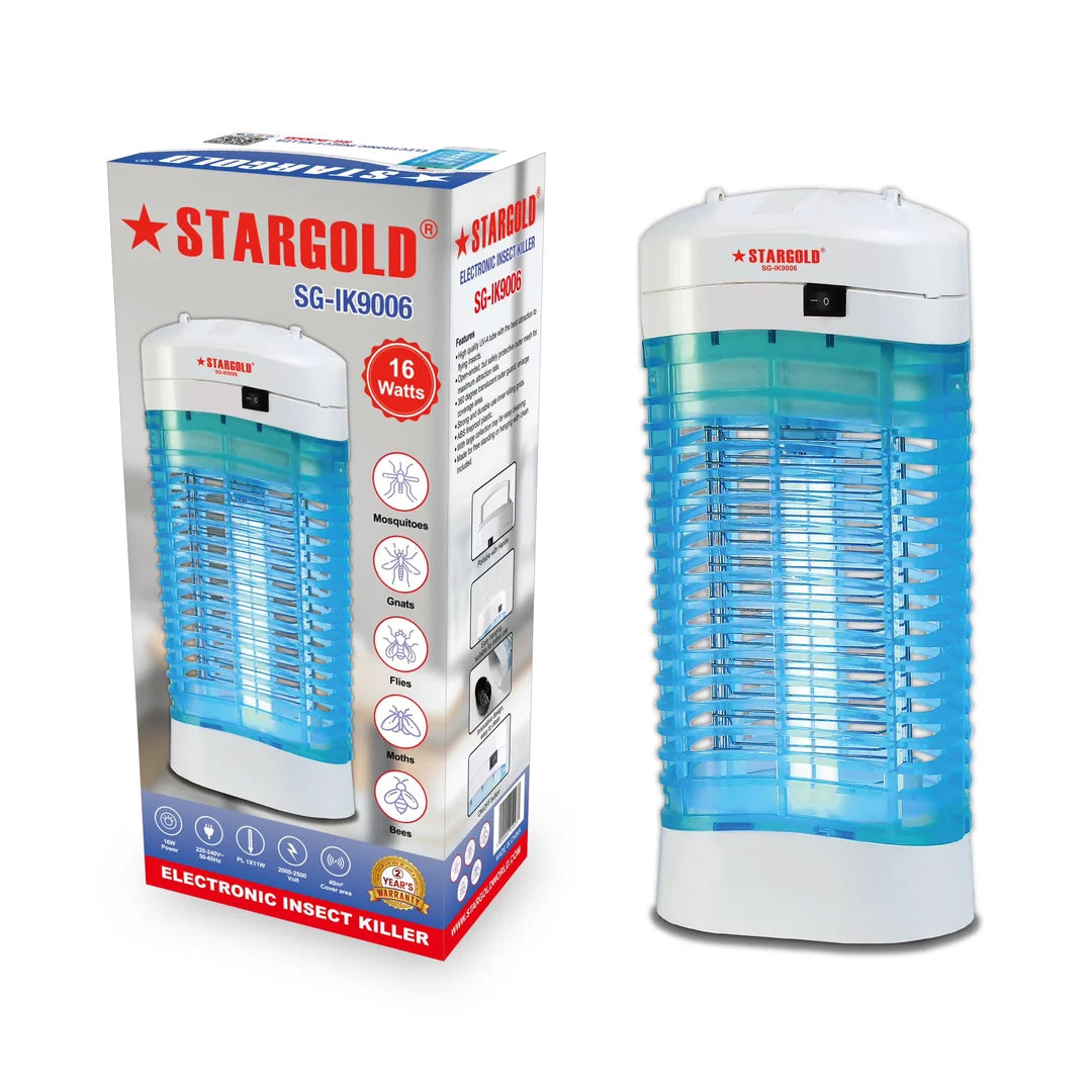 STARGOLD insect killer, insect killer 16W, SG-IK9006, UV insect killer, silent pest control, mosquito eliminator, compact insect control, energy-efficient bug zapper, durable insect killer, medium-sized room insect control, Halabh