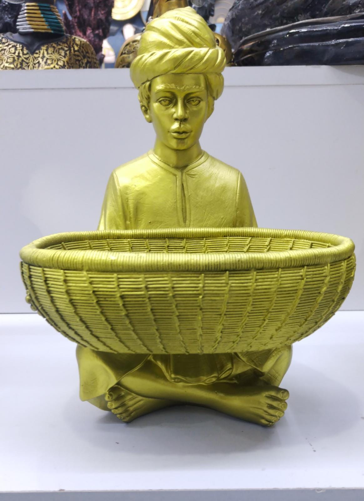 Sculpture Man Fruit Box Golden | Home Decor | Halabh.com