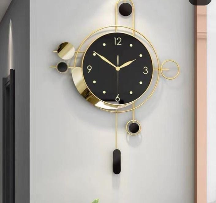 Silent Metal Pendulum Wall Clock Electronic Mirror | Home Decor | Halabh.com