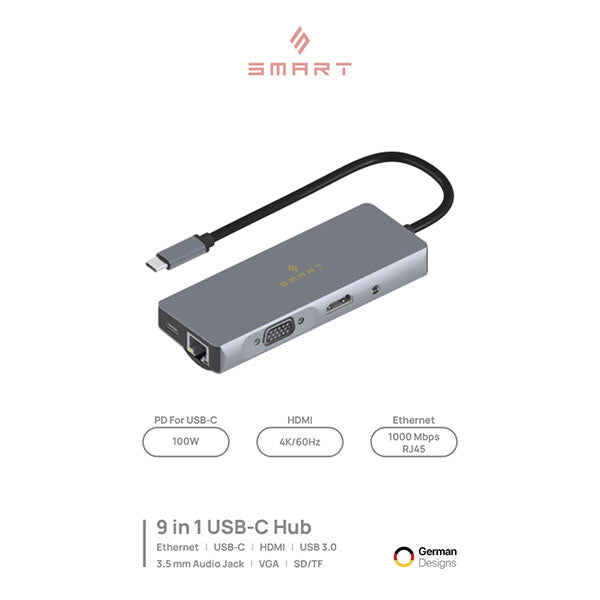 Smart Premium 9 in 1 USB-C Hub Ethernet | Laptop Accessories | Halabh.com