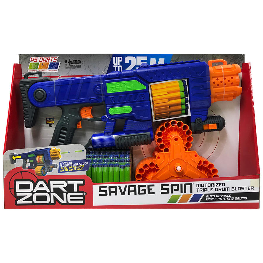 ToyPro Dart Zone Savage Spin Triple Drum Motorized Blaster