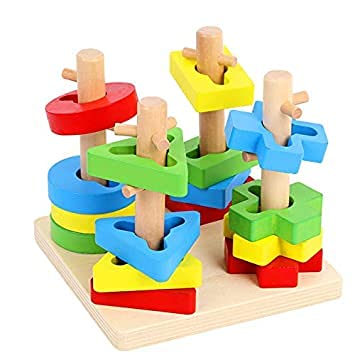 Toyartsy Wooden Four Sets Column Geometric Shape | Best Toyartsy Wooden in Bahrain | Halabh.com