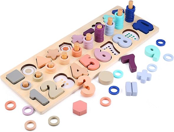 Voamuw Wooden Number Shape Puzzles Sorting Montessori Toys | Best Baby Toys in Bahrain | Halabh.com