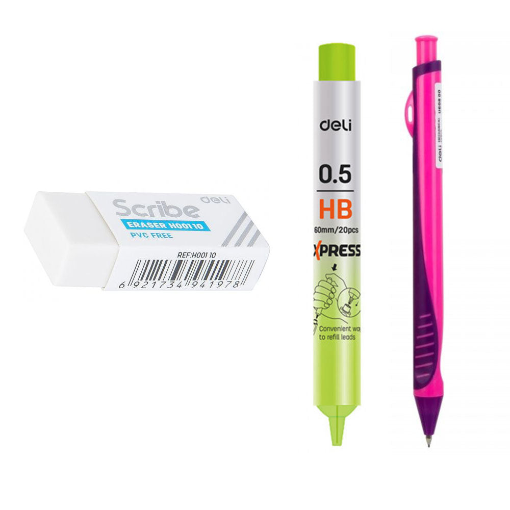 Write & Erase Precision Bundle Eraser Mechanical Pencil & Leads | School Stationary | Halabh.com